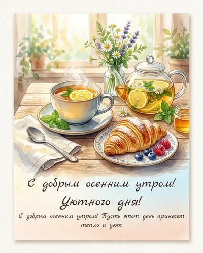 С добрым осенним утром! Уютного дня! — morning tea 06